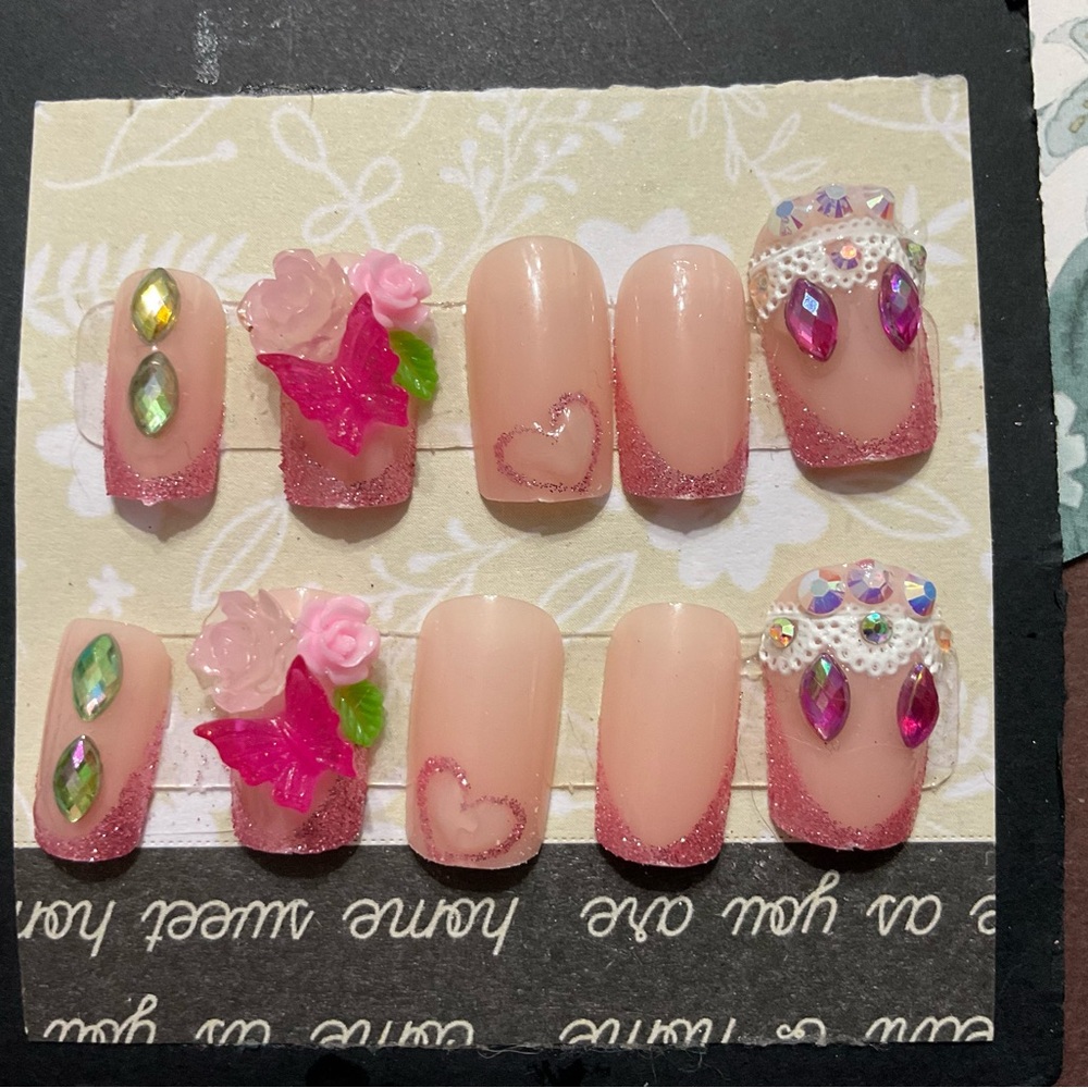 Size Small Handmade Press On Nails Set ~50 Shades of Pink Collection~ # 021